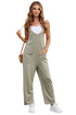 Solid Casual Adjustable Spaghetti Strap Straight Leg Jumpsuit