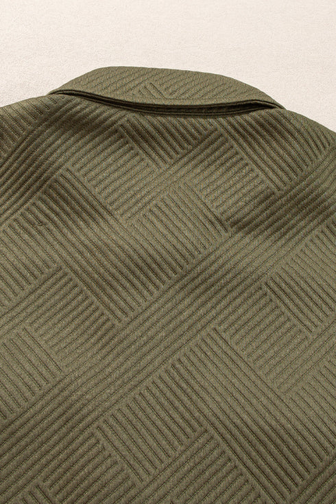 Casual Textured Flap Pocket Shirt Collar Zip Up Jackets