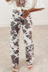 Cow Spot Printed Multi Pocket Western Jeans