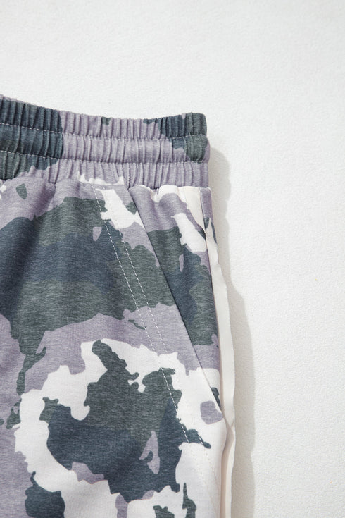 Camo Print Drawstring Waist Patch Pocket Pants