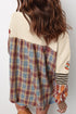 Sequined Pattern Plaid Stripes Patchwork Waffle Tee