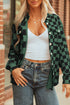 Checkered Print Flap Pocket Button Front Shacket