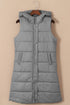 Exclusive Solid Long Quilted Hooded Puffer Vest