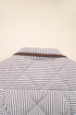 Stripe Print Contrast Trim Quilted Snap Button Vest