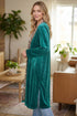 Leopard Print Velvet Lapel Collar Open Front Cardigan