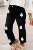 Sequin Ghost Patched Graphic Raw Hem Pants