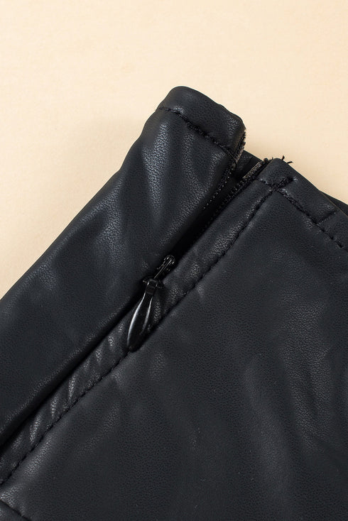 Casual Solid Faux Leather Bodycon Skinny Leggings