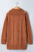 Zip Up Cable Knit Drop Shoulder Sweater Dress