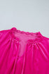 Velvet V Neck Ruffled Cuff Hem Long Sleeve Top