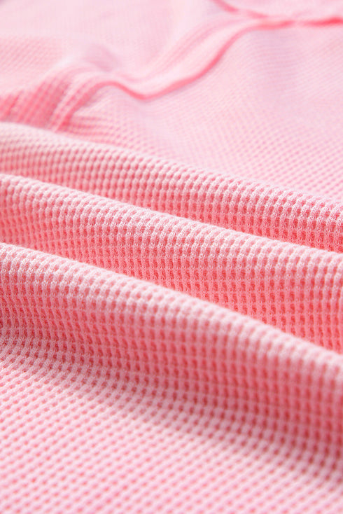 Solid Waffle Knit Oversize Tee And Short Set