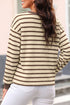 Striped Pattern Patchwork Ribbed Cuff Pullover Sweatshirt