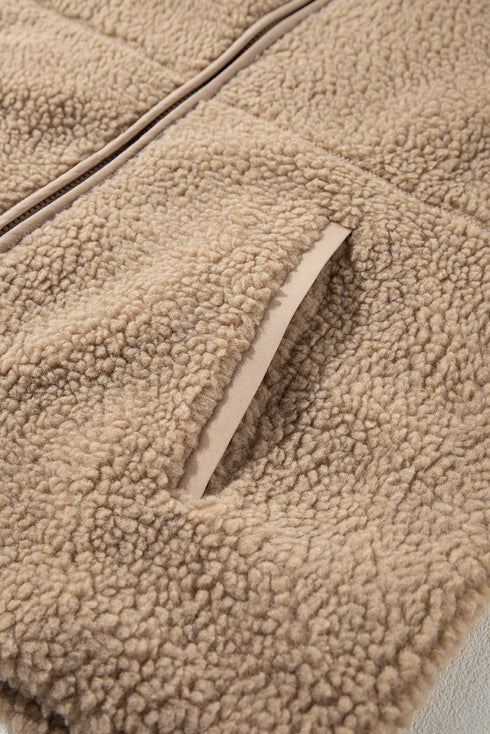 Exclusive Casual Fleece Zip Up Drawstring Hooded Pocketed Jacket