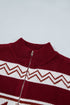 Geometric Pattern Zip Up Long Sleeve Cardigan