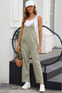Solid Casual Adjustable Spaghetti Strap Straight Leg Jumpsuit