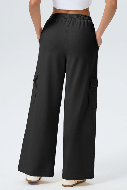 Drawstring Elastic Waist Cargo Patch Pocket Pants