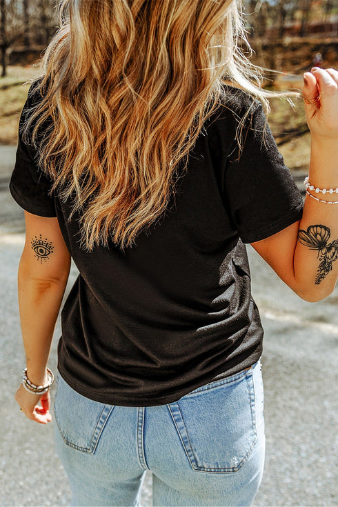Rhinestone Pumpkin Graphic Print Short Sleeve Tee