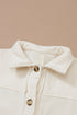 Casual Fleece Button Up Stitching Pocket Raw Hem Jacket