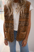 Sherpa Fleece Paisley Print Pocketed Western Vest