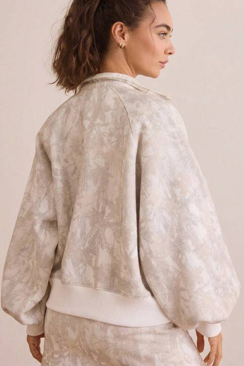 Abstract Woodland Print Balloon Sleeve Pullover Skort Two Piece Dress