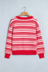 Geometric Striped Pattern V Neck Button Front Cardigan