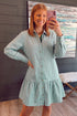 Striped Pattern Shift Long Sleeve Mini Dress