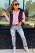 Sequin Round Neck Cotton Detail Long Sleeve Pullover Top