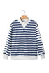Striped Mock Neck Ribbed Cuff Hem Long Sleeve Sweatshirt