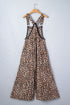 Western Leopard Print Lace Trim Ruffled Wide Leg Jumpsuit