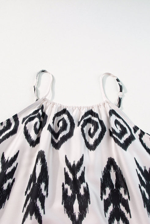 Bohemian Aztec Print H Line Halter Maxi Dress