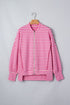 Striped Zip Up Puff Sleeve Jacket Sweatshirt