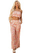 Bohemian Floral Print Bandeau Wide Leg Pant Set