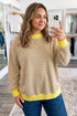 Cotton Striped Pattern High Neck Tunic Sweatshirt