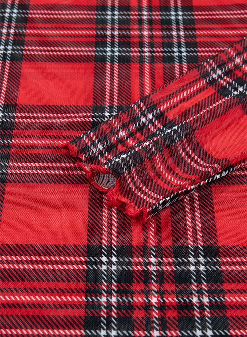 Plaid Round Neck Long Sleeve Pullover Top