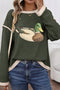 Four Leaf Clover Mallard Duck Graphic Trim Patchwork Knit Tee