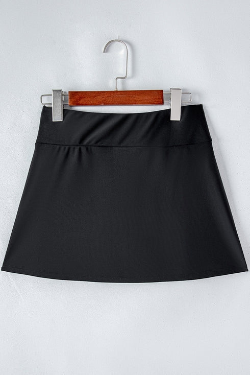 Wide Waistband Smooth Stretch Mini Swim Skirt