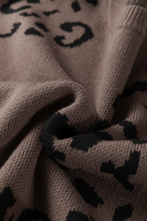 Abstract Animal Pattern Crew Neck Knit Sweater