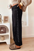 Cotton Denim Studded Straight Leg Loose Jeans