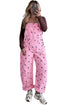 Polka Dot Print Bib Pocket Denim Barrel Overalls Jumpsuit