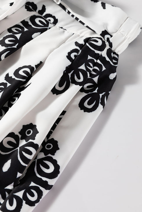 Bohemian Paisley Geometric Print Belted High Waist Casual Shorts