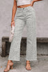 Western Style Leopard Print Frayed Edge Wide Leg Jeans