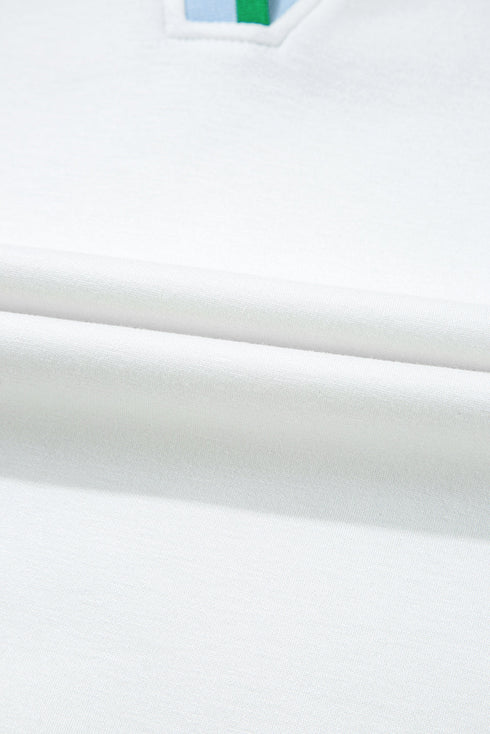 Contrast Trim Edge Cap Sleeve Collared Two Piece Dress