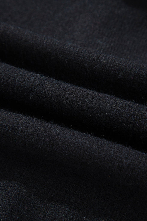 Acrylic Polyester Denim Patchwork Collar Cuffed Sweater