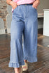 Ruffle Hem Wide Leg Full Length Jeans