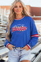 Abstract Racing Graphic Embroidered Patchwork Long Sleeve Sweatshirt