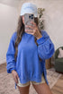 Split Hem Loose Silhouette Washed Tunic Sweatshirt