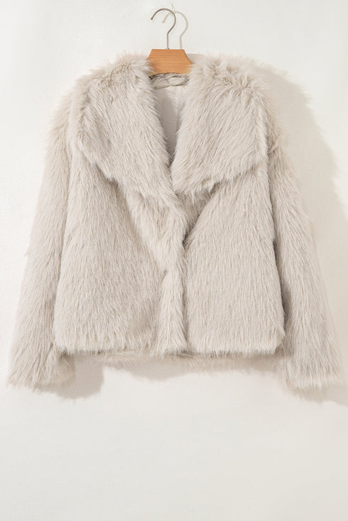 Luxurious Faux Fur Large Collar Statement Coat