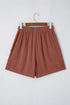 Lace Splicing Drawstring Elastic Waist Loose Linen Casual Shorts