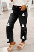 Sequin Ghost Patched Graphic Raw Hem Pants