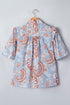 Bohemian Floral Print Scalloped Trim Button Down Shirt
