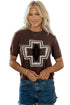 Polyester Western Print Short Sleeve Knit Sweater